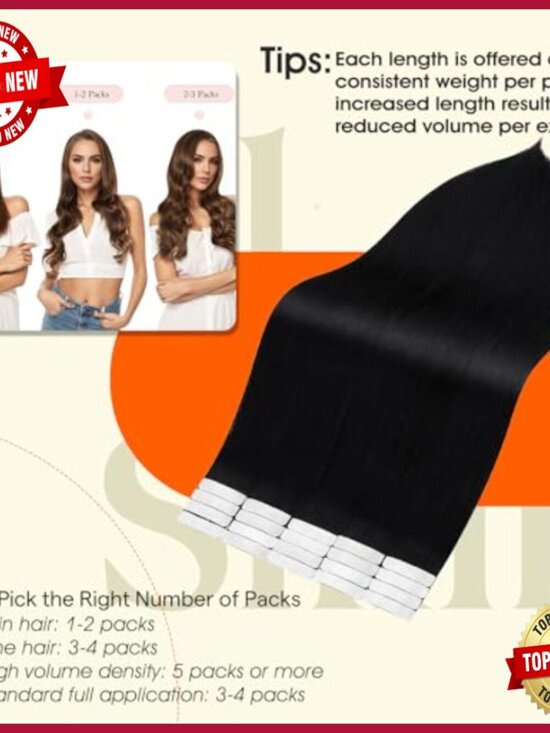 28 Inch Human Hair Tape-In Extensions, 50g, Seamless Skin Weft, 20 Pieces main image 6